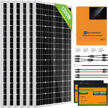 ECO-WORTHY 1200W Solar Power Kit for Off Grid Living 4.8KWH power