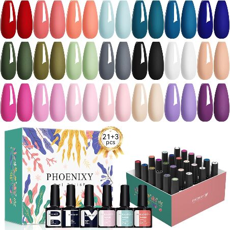 24 PCS Gel Nail Polish Set, Spring 21 Colors 8ml