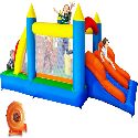 Inflatable Obstacle Bounce House with Dual Racing Slides