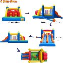 Inflatable Obstacle Bounce House with Dual Racing Slides