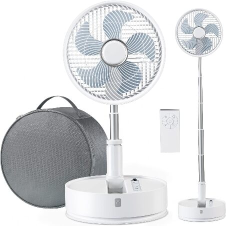 Foldable Floor Fan, 10" Rechargeable Portable Standing