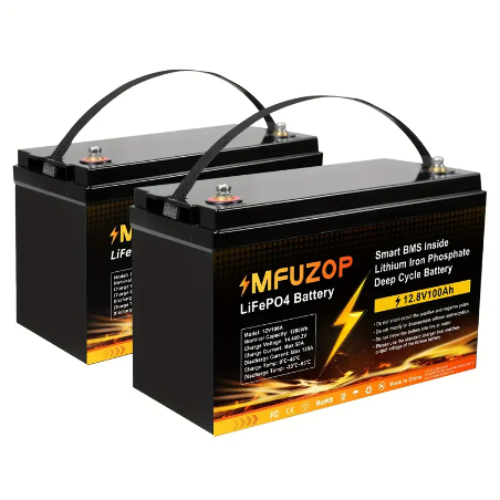 MFUZOP 12V 100Ah LiFePO4 Lithium Battery