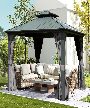Domi 10'x10' Hardtop Gazebo, Outdoor Metal Gazebo with Galvanized Steel Double Roof