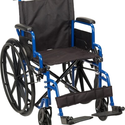 Silla de ruedas, reposabrazos abatibles para escritorio, reposapiés abatibles, 45,7 cm