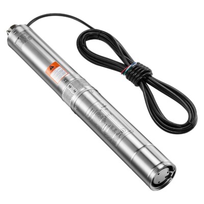 Bomba sumergible para pozo profundo de 1 CV, bomba de acero inoxidable de 230 V, 120 lpm, 63 m