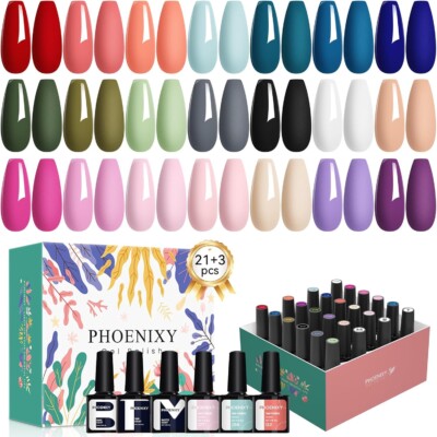 Set de 24 esmaltes de uñas de gel, 21 colores de primavera, 8 ml