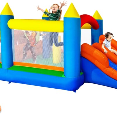 Inflatable Obstacle Bounce House with Dual Racing Slides