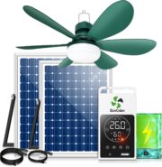 Ventilador solar ecoCalm con luces y batería, 50 cm