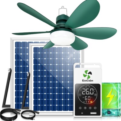 Ventilador solar ecoCalm con luces y batería, 50 cm