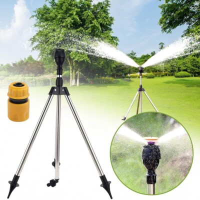 Aspersor de trípode giratorio, soporte de riego giratorio automático de 360 grados, aspersor de agua de trípode para césped