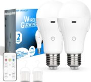 WirelessGlow Rechargeable Light Bulbs with Remote, 3 Color Temperatures and Dimmable Battery Operated Light Bulbs
