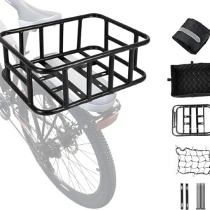 Cesta trasera grande para bicicleta con red de carga y forro